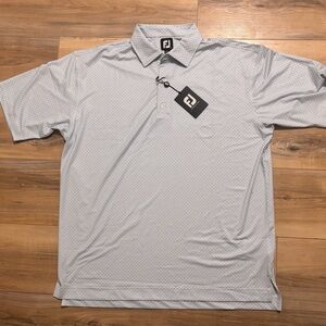 NEW MENS XXL FOOTJOY S/S DOT GEO PRINT LISLE POLO GOLF SHIRT, WHITE/BLUE, ABB